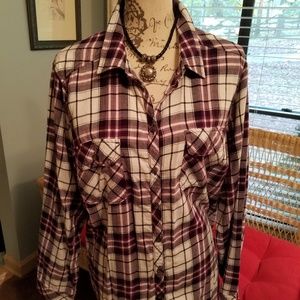 Croft & Barrow purple/black plaid flannel shirt